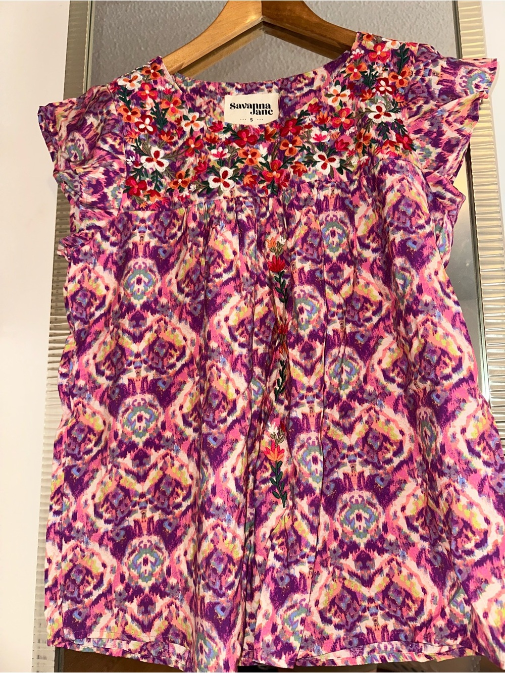 Savannah Jane Embroidered Short Sleeve Top